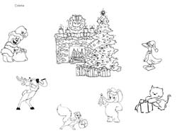 coloriage de sapin de Noël et animaux