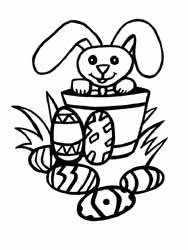 coloriage d'oeufs de Pâques avec un lapin