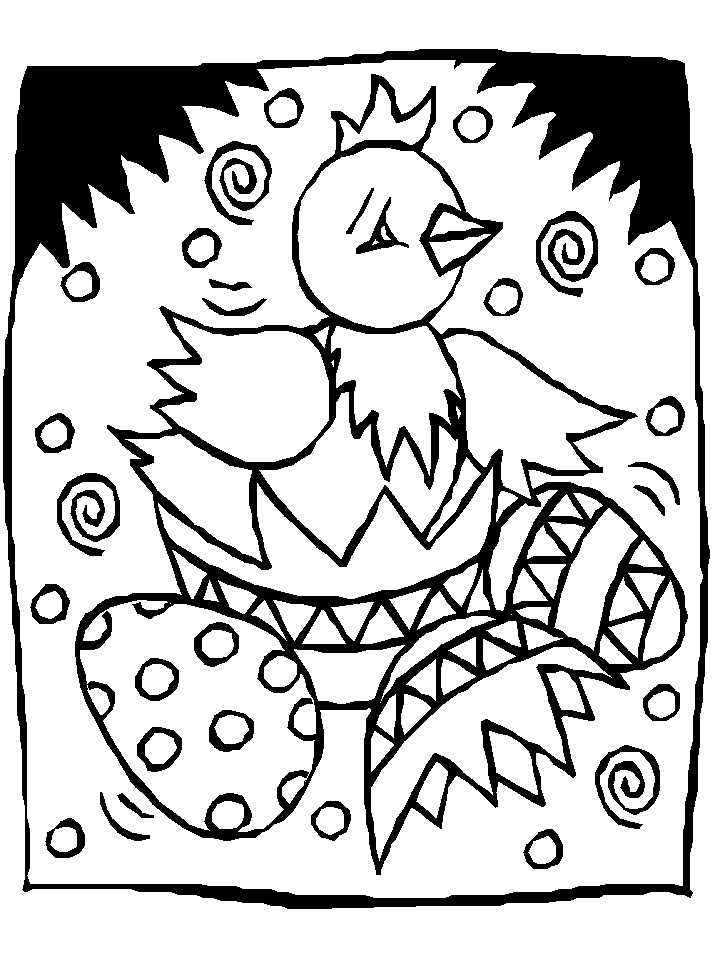 coloriage d'oeufs de Pâques avec un poussin