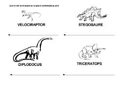 fiche d'écriture majuscule de noms de dinosaures