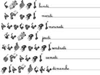 fiche pour écrire les jours de la semaine sur une ligne