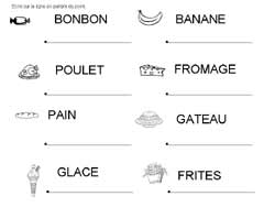 fiche d'écriture majuscule de noms d'aliments