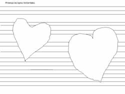 fiche pour compléter des lignes horizontales dans des coeurs