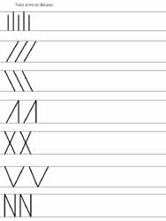 fiche avec des lignes verticales, horizontales, et obliques