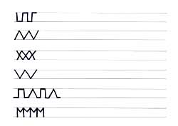 fiche avec des motifs faits de lignes verticales, horizontales, et obliques