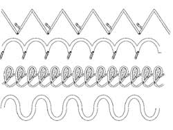 fiche avec des ponts, boucles, vagues et lignes brisées