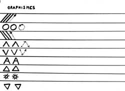 fiche avec des motifs faits de lignes verticales, horizontales, et obliques