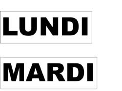 fiche avec lundi et mardi en majuscules