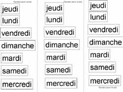 fiche de lecture ou il faut remettre dans l'ordre les jours de la semaine