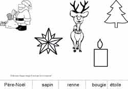 fiche de lecture sur Noël ou il faut faire correspondre des images et des mots