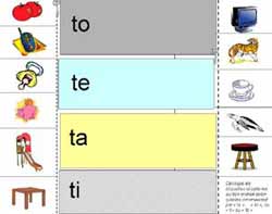 fiche de lecture pour coller des images en fonction de la syllabe par laquelle elle commence ta te ti ou to