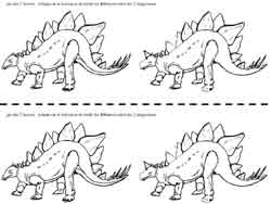 fiche pour trouver les différences entre deux dinosaures