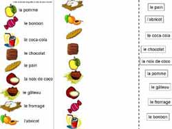 fiche sur l'alimentation pour faire correspondre des étiquettes et des images