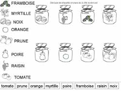 fiche sur des pots de confiture pour faire correspondre des étiquettes en script avec des étiquettes en capitales d'imprimerie