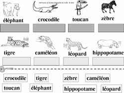 fiche sur les animaux pour faire correspondre des étiquettes et des images