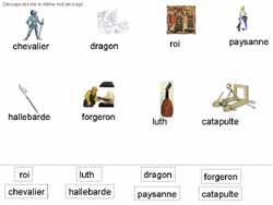 fiche sur le Moyen-Âge pour faire correspondre des étiquettes et des images