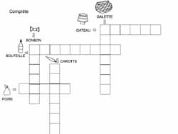 fiche de mots croisés avec des aliments