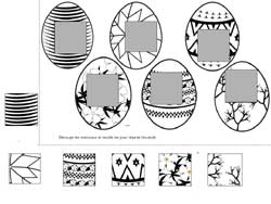 fiche pour compléter avec des éléments manquants des oeufs de Pâques