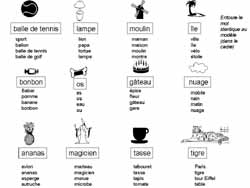 fiche pour reconnaitre des mots parmi d'autres