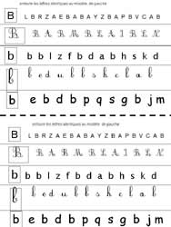 fiche pour trouver la lettre b dans différentes écritures