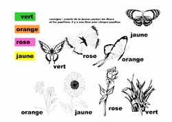 fiche sur les couleurs pour faire correspondre des étiquettes et des images