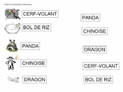 fiche pour faire correspondre des étiquettes et des images