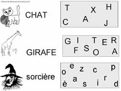 fiche pour entourer les lettres majuscules contenues dans certains mots