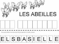 fiche pour remettre des lettres dans l'ordre pour former le mot abeille