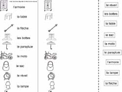 fiche pour faire correspondre des étiquettes et des images