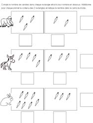 fiche de mathématiques ou il faut compter des carottes et les additionner