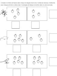 fiche de mathématiques ou il faut compter des fraises et les additionner