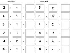 fiche de mathématiques avec de petites additions ne dépassant pas 10