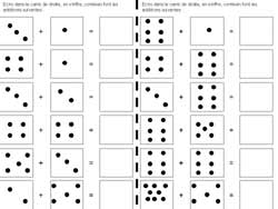 fiche de mathématiques ou il faut additionner deux dés et désigner la somme la plus grande