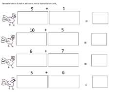 fiche pour dessiner des quantités d'oeufs et les additionner