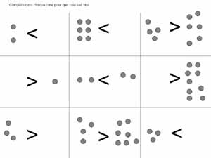 fiche de mathématiques pour dessiner une quantité plus grande ou moins grande selon les cas