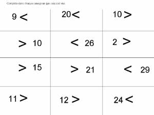 fiche de mathématiques pour entourer un nombre plus grand ou moins grand selon les cas