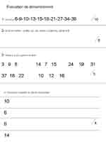 fiche d'évaluation en mathématiques avec différents exercices