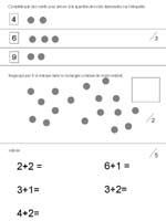 fiche d'évaluation en mathématiques avec différents exercices