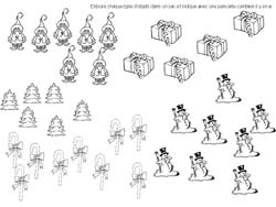 fiche de mathématiques entourer des objets de Noël et en indiquer le nombre