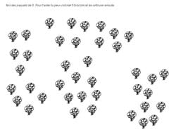 fiche de mathématiques pour regrouper des brocolis par 5