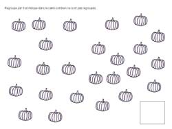 fiche de mathématiques pour regrouper des citrouilles par 6