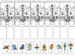 fiche de math pour distribuer des cadeaux de noël dans la bonne boite aux lettres