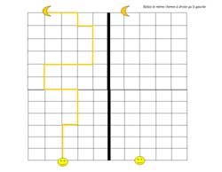 fiche pour reproduire un chemin sur un quadrillage avec une lune