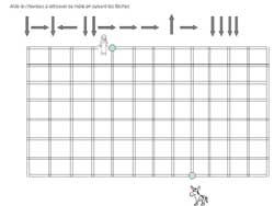 fiche pour suivre un chemin fléché sur un quadrillage avec un âne