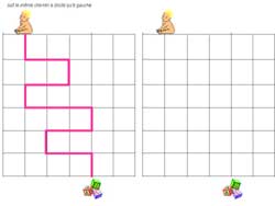 fiche pour reproduire un chemin sur un quadrillage avec un bébé