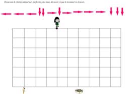 fiche pour suivre un chemin fléché sur un quadrillage avec une petite fille