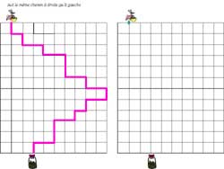 fiche pour reproduire un chemin sur un quadrillage avec un lapin de Pâques