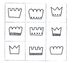 fiche de tableau à double entrée avec des couronnes