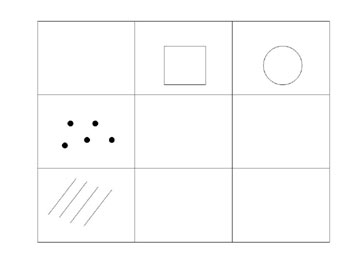 tableau à double entrée avec des décorations et des formes géométriques